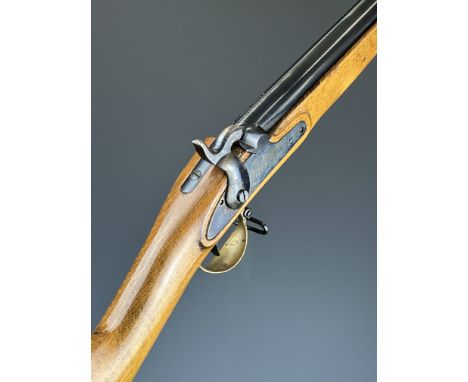 Antonio Zoli &amp; Co 8 bore muzzle loading percussion hammer action two band gun with eagle engraved to the lock, brass moun
