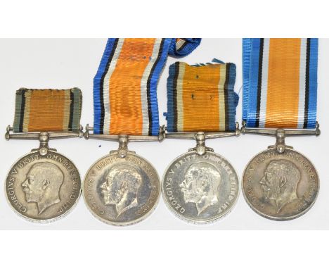 Four British Army WW1 War Medals named to 026194 Pte A page AOC, 394508 Pte G E C Gardiner ASC, 112798 Gunner E Lockett RA an