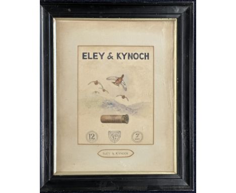 Eley &amp; Kynoch shop display or advertising watercolour featuring pheasants and a 'The Nitrone' shotgun cartridge, framed a