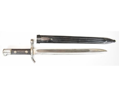 Finland Mosin Nagant 1927 pattern bayonet with Hackman &amp; Co to ricasso, wooden grips, tang stamped 101565, 30cm single ed