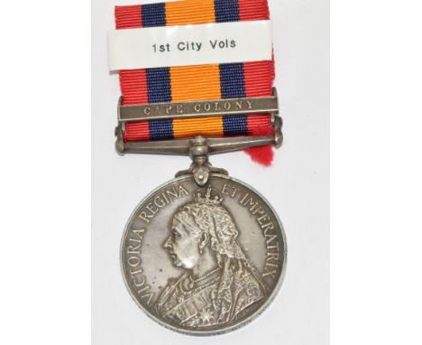 Queen's South Africa Medal with clasp for Cape Colony named to 977 G Bacon, 1st City Volunteers