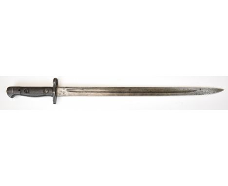 British 1907 pattern sword bayonet with some good stamps to ricasso, wooden grips, pommel stamped 1 Lan 431 (possibly a Lanca