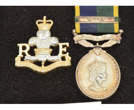 British Army Territorial and Army Volunteer Reserve Efficiency Medal with bar named to 23730840 SPR D W Crokett, RMRE