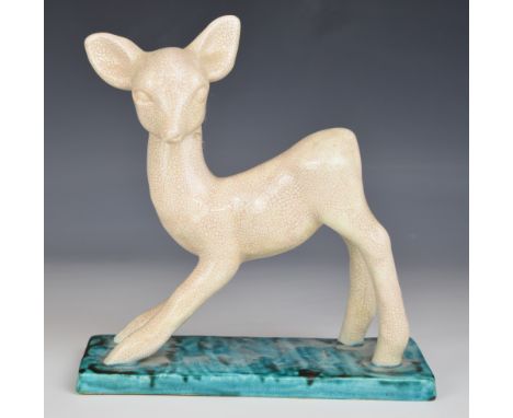 Goldscheider figure of a deer or fawn, model no 6026 impressed to base, H22cm