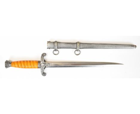 German WW2 Nazi Third Reich Luftwaffe dagger with Alcoso Asc maker's mark to one side of the 25cm double edged blade&nbsp;and