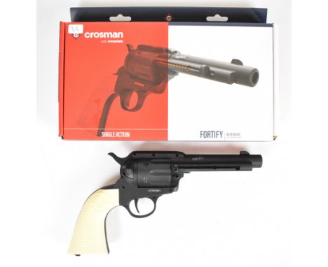 Crosman Fortify .177&nbsp;CO2&nbsp;air pistol / revolver with named and chequered faux ivory grips, serial number 23E128138, 