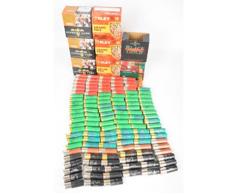 Three hundred and ten 12 bore shotgun cartridges including Lyalvale Express Supreme Game, Eley Zenith Copper Game Shot, Eley 