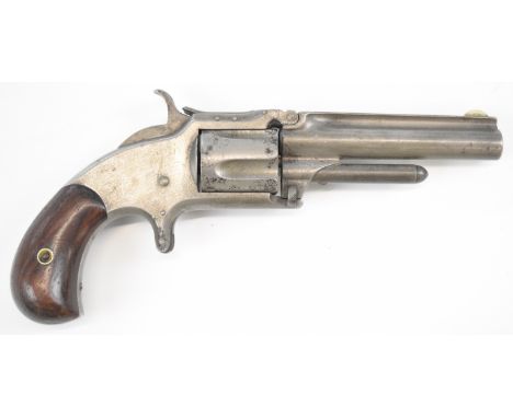 Smith &amp; Wesson .32 rimfire five-shot single-action revolver with sheath trigger, shaped wooden grips and 3.5 inch rifled 