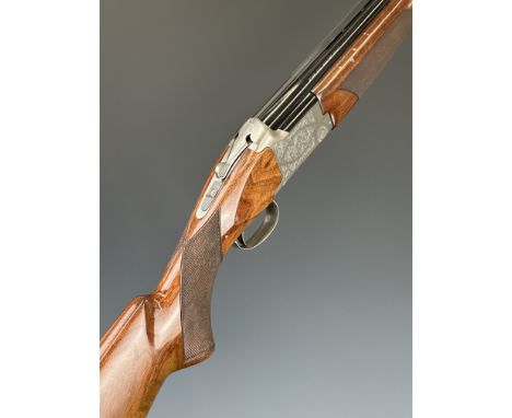 Miroku MK-70 Sport 12 bore over and under ejector shotgun&nbsp;with engraved locks, thumb lever and underside, chequered semi