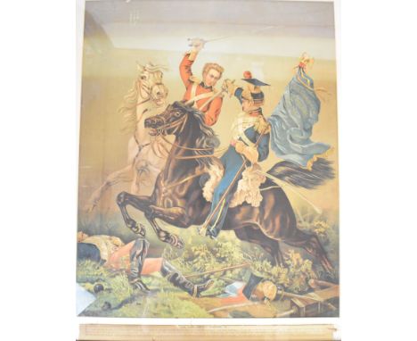 [Napoleonic interest] After Richard Ansdell Victorian coloured engraving titled 'Fight For The Standard No1' with Sergeant Ew