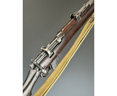 Lee-Enfield No 1 Mk III* .410 shotgun converted .303 bolt-action service rifle with adjustable sights, storage compartment to