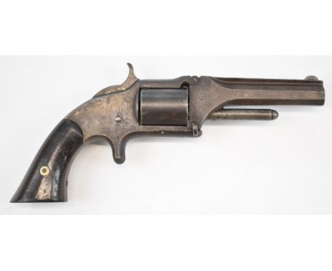 Smith &amp; Wesson .32 rimfire five-shot single-action revolver with sheath trigger, shaped wooden grips and 3.5 inch rifled 
