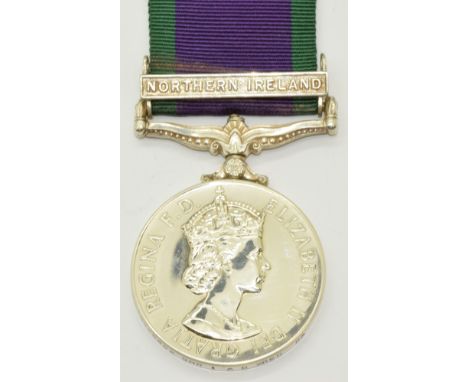 British Army General Service Medal with clasp for Northern Ireland named to 24268452 Gunner E D Wren, Royal Artillery