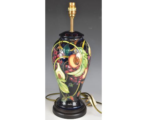 Moorcroft table lamp decorated in the Queen's Choice pattern, H54cm