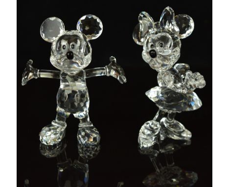 Two Swarovski Disney figures Mickey and Minnie Mouse, 10cm tall.&nbsp;