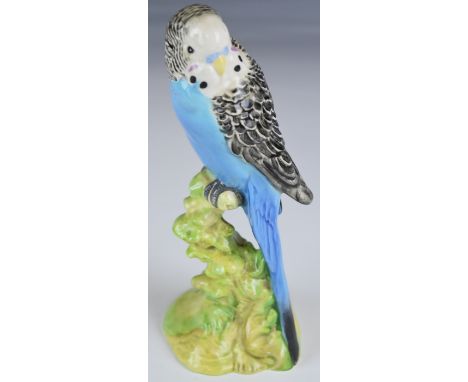 Beswick figure of a budgie, model no 1216, H18.5cm