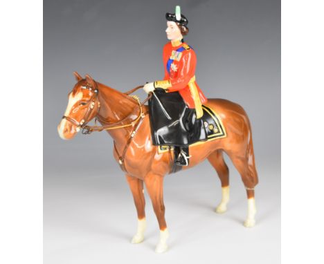 Beswick figure of Queen Elizabeth II mounted on Imperial Trooping the Colour, H28cm