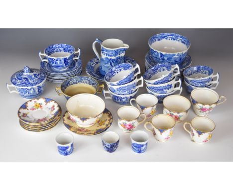 Spode tea ware decorated in the Blue Italian pattern approximately thirty one pieces together with a quantity of Aynsley tea 
