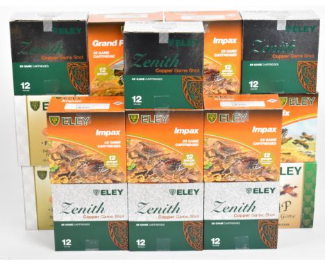 Four hundred and seventy five 12 bore Eley shotgun cartridges including Impax, Zenith, First, Grand Prix, VIP and Superb, all