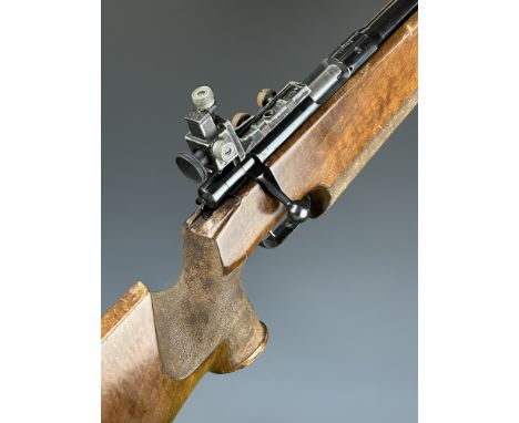 Anschutz Match 54 .22 bolt-action target rifle with shaped and textured semi-pistol grip, adjustable trigger and butt plate, 