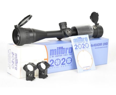 Milbro 2020 Optic Series 4-14x40 A0IR UHD rifle scope, in original box with instructions and accessories.&nbsp;