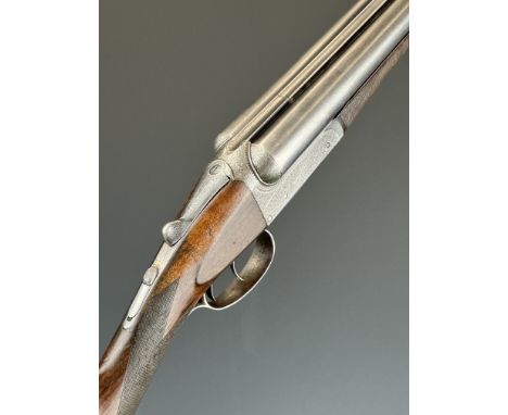 John Marson 12 bore side by side shotgun with named and engraved locks, engraved underside, trigger guard, top plate, thumb l