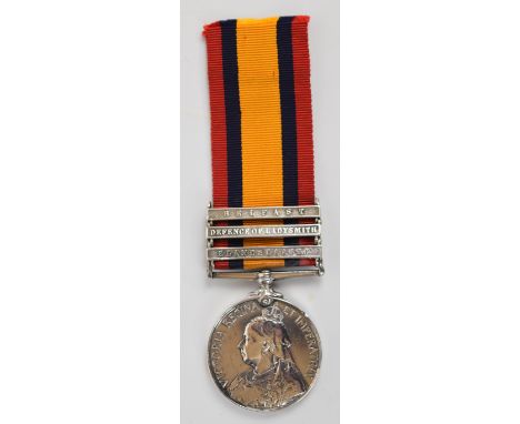 British Army Queen's South Africa Medal with clasps for Elandslaagte, Defence of Ladysmith and Belfast named to 4664 Private 