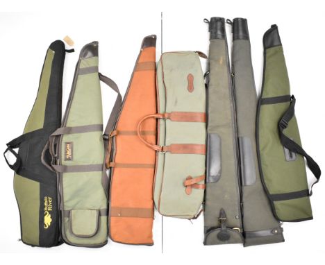 Seven various shotgun or rifle slips including a Croots double example, The Airgun Centre, Buffalo River etc.&nbsp;
