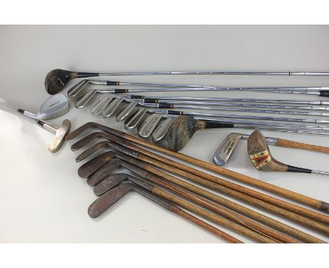 A set of ten Dunlop Maxfli golf clubs with a Tour wedge and Ascot putter in a bag, together with another bag of golf clubs
