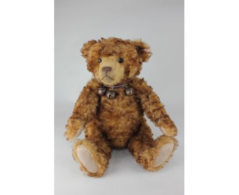 A Steiff brown tipped mohair humpback growler teddy bear, Gentleman Ben, limited edition 150/1000, with bell collar, 50cm