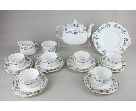 A Minton porcelain tea set for six in the Dryden pattern