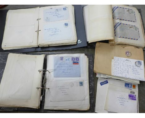Postal History; an accumulation in three albums and loose in a large box, hundreds of covers from 1946-1960's nearly all from