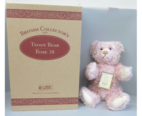 A Steiff Teddy bear, Rose 38 pink bear, with box and certificate 