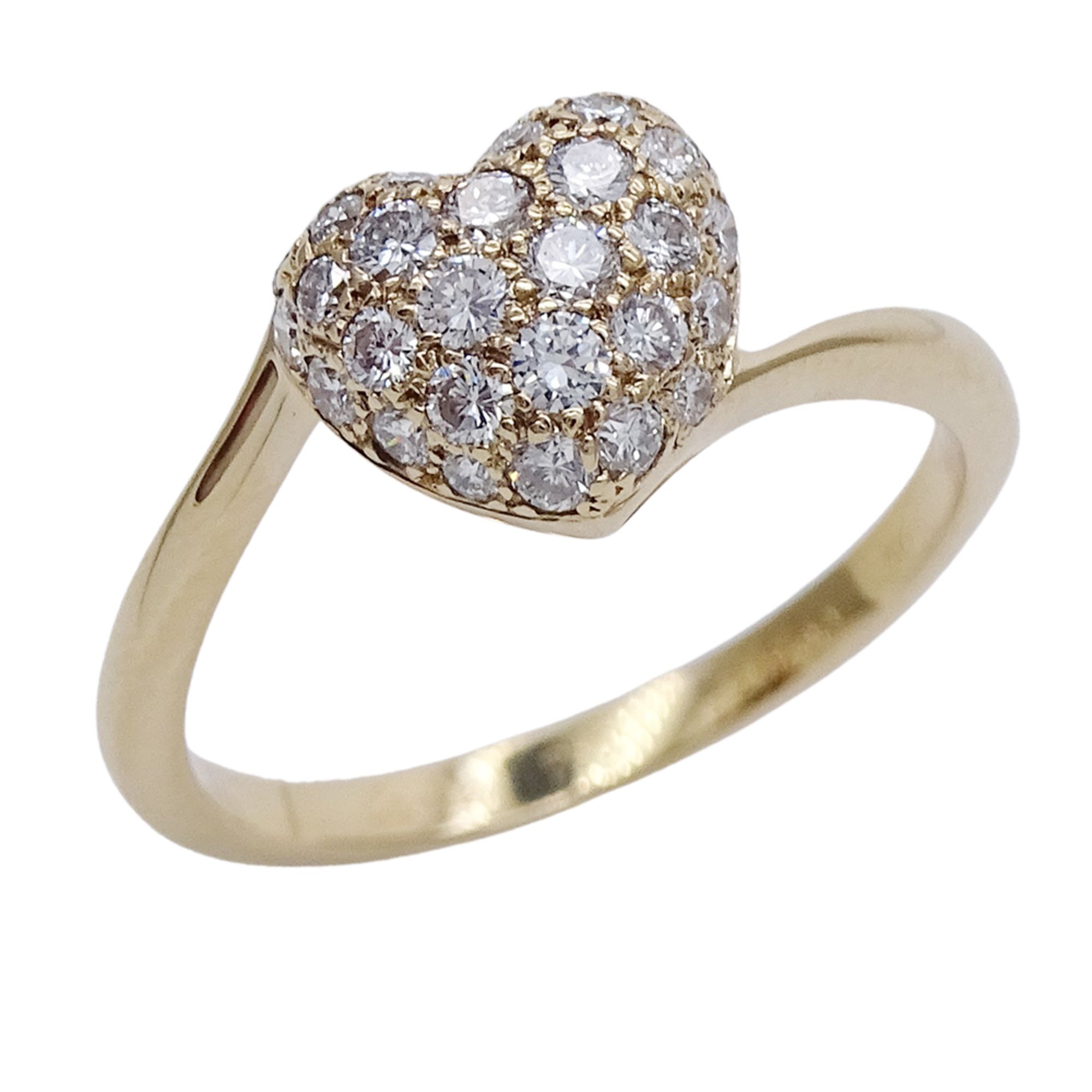 Cartier Women's Ring, 750YG Yellow Gold, Heart Shape with Diamonds, #56, Polished
