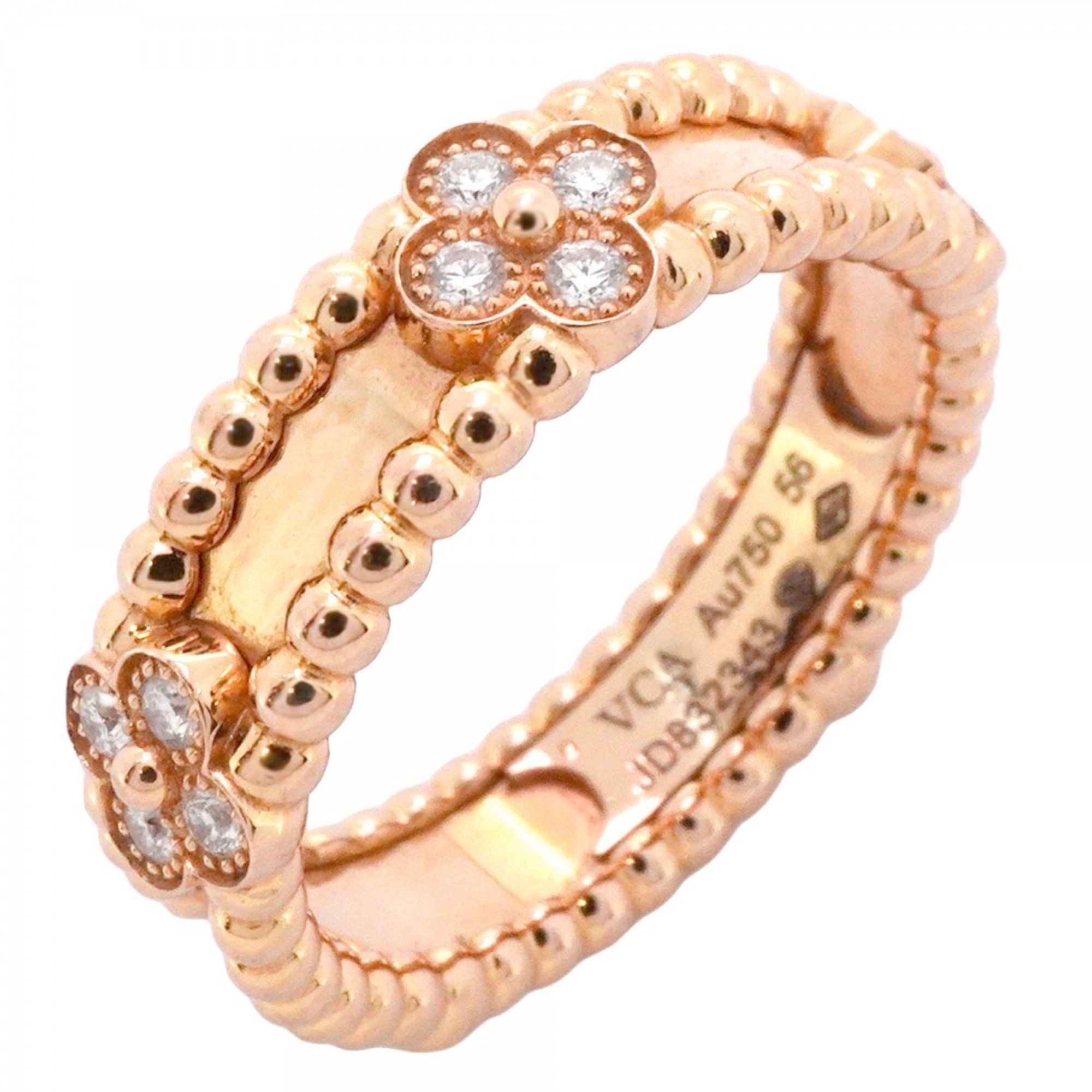 Van Cleef & Arpels Perlée Sweet Clover Ring in 18K Pink Gold with Diamonds, #56 for Men and Women
