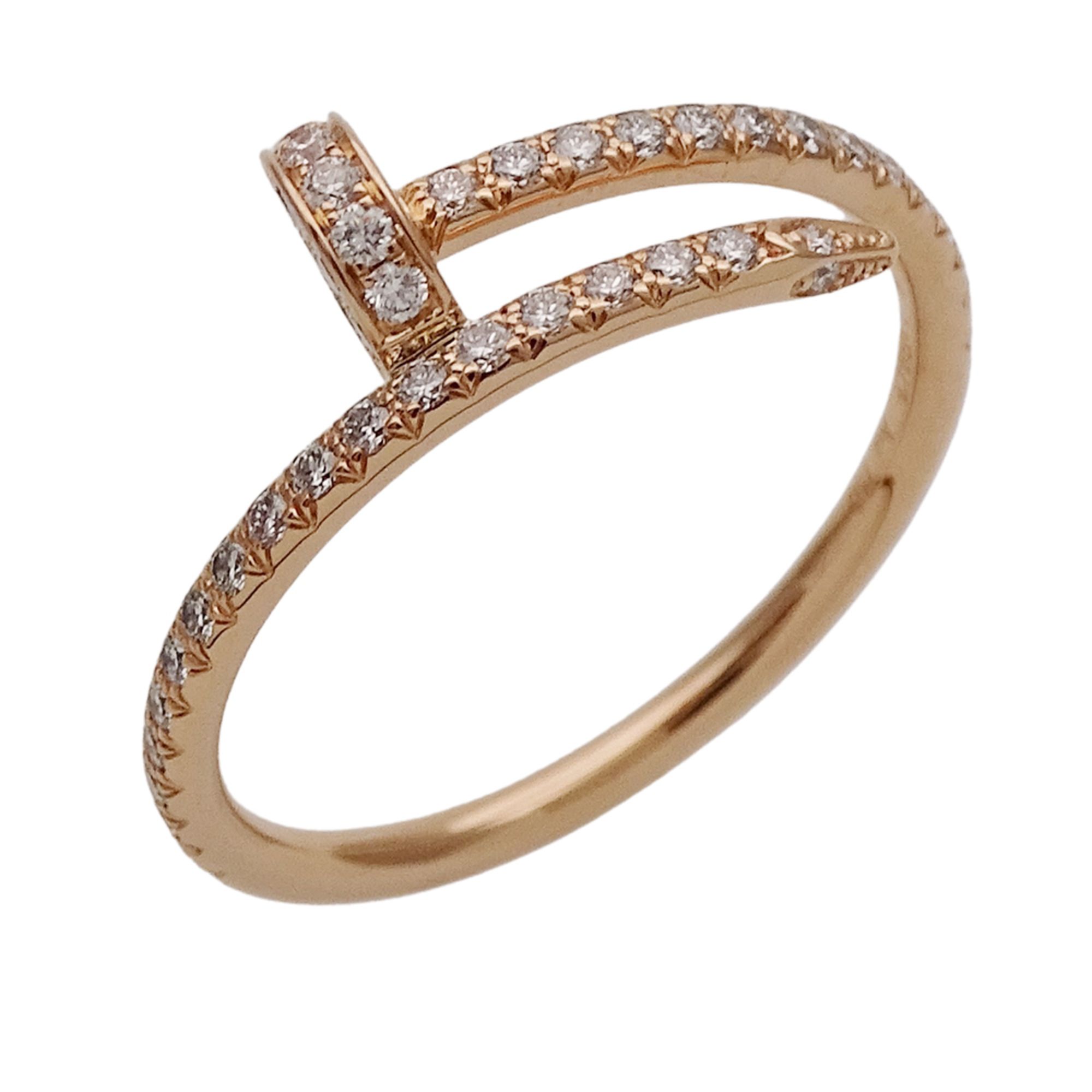 Cartier ring for men and women, 750PG diamond, semi-pavé, pink gold, size 55, polished, approximatel