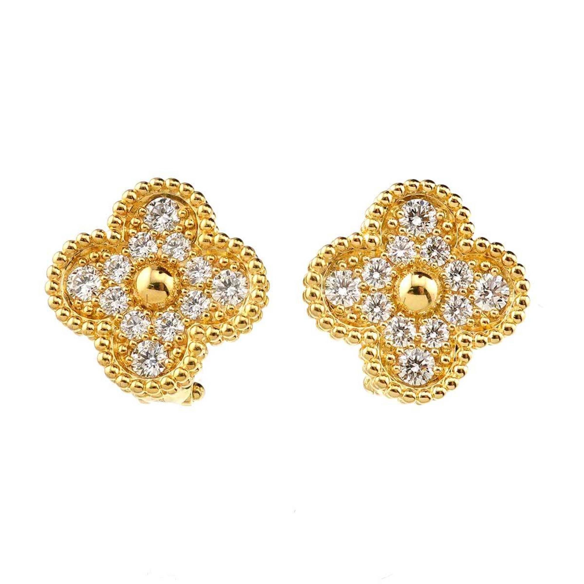 Van Cleef & Arpels Alhambra diamond earrings in 18K yellow gold (750 Alhambra)