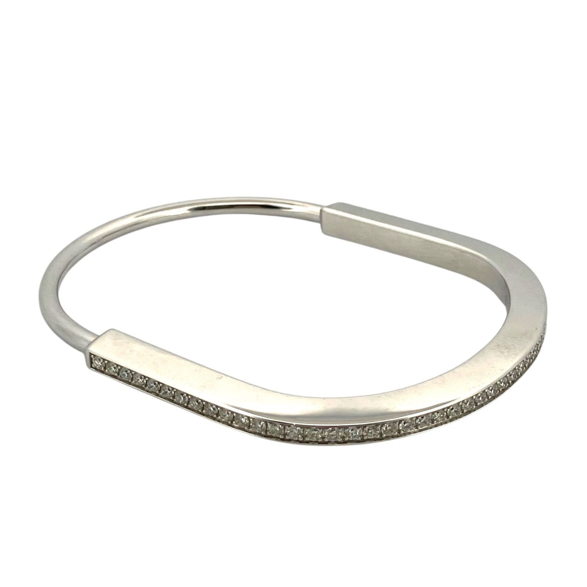 TIFFANY & CO. Tiffany Au750WG D1.09ct Rock Narrow Bangle with Half Pavé Diamonds