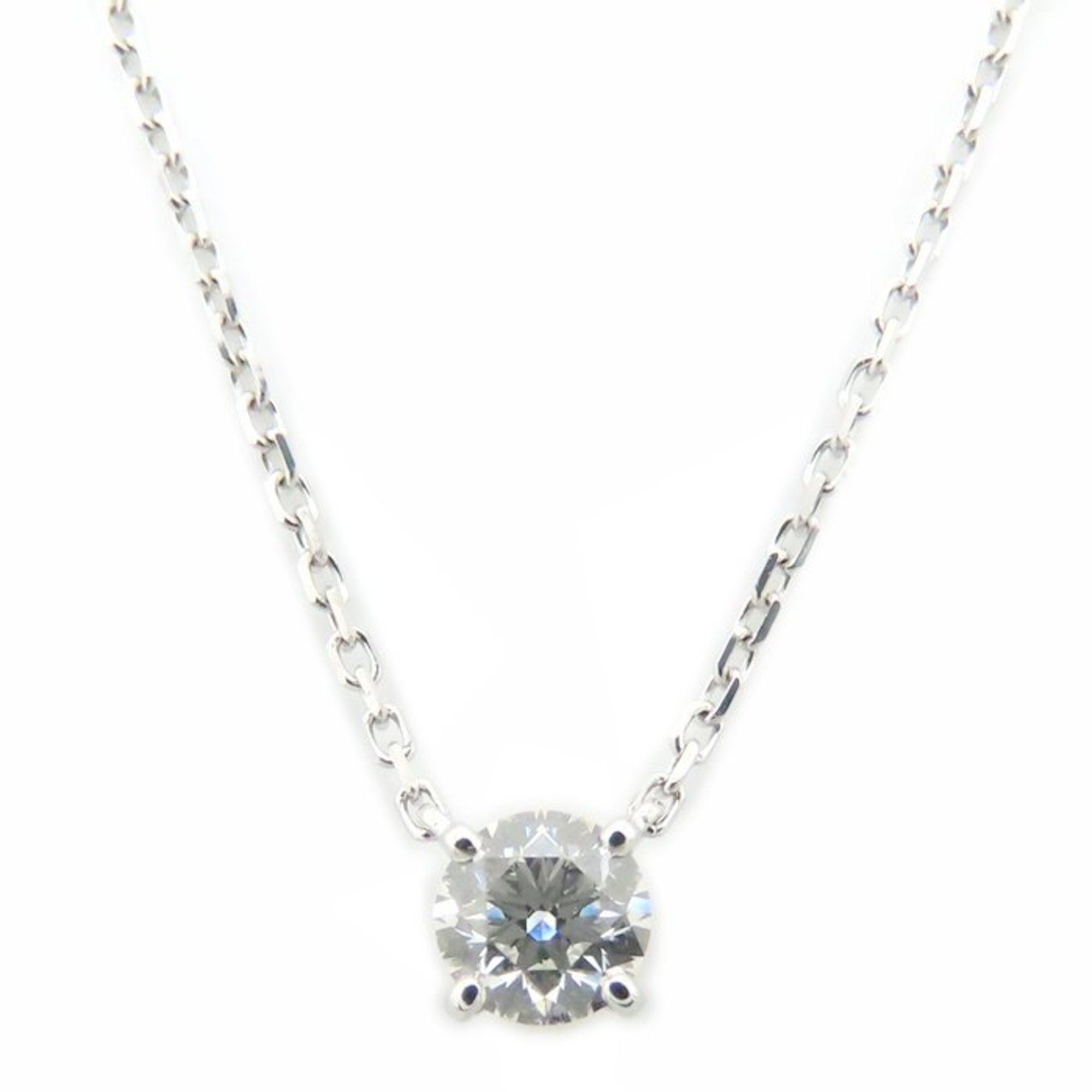 CARTIER 1895 Solitaire Necklace with a 0.30ct Diamond, H.VVS2.3 Excellent, 18K White Gold, Women's,