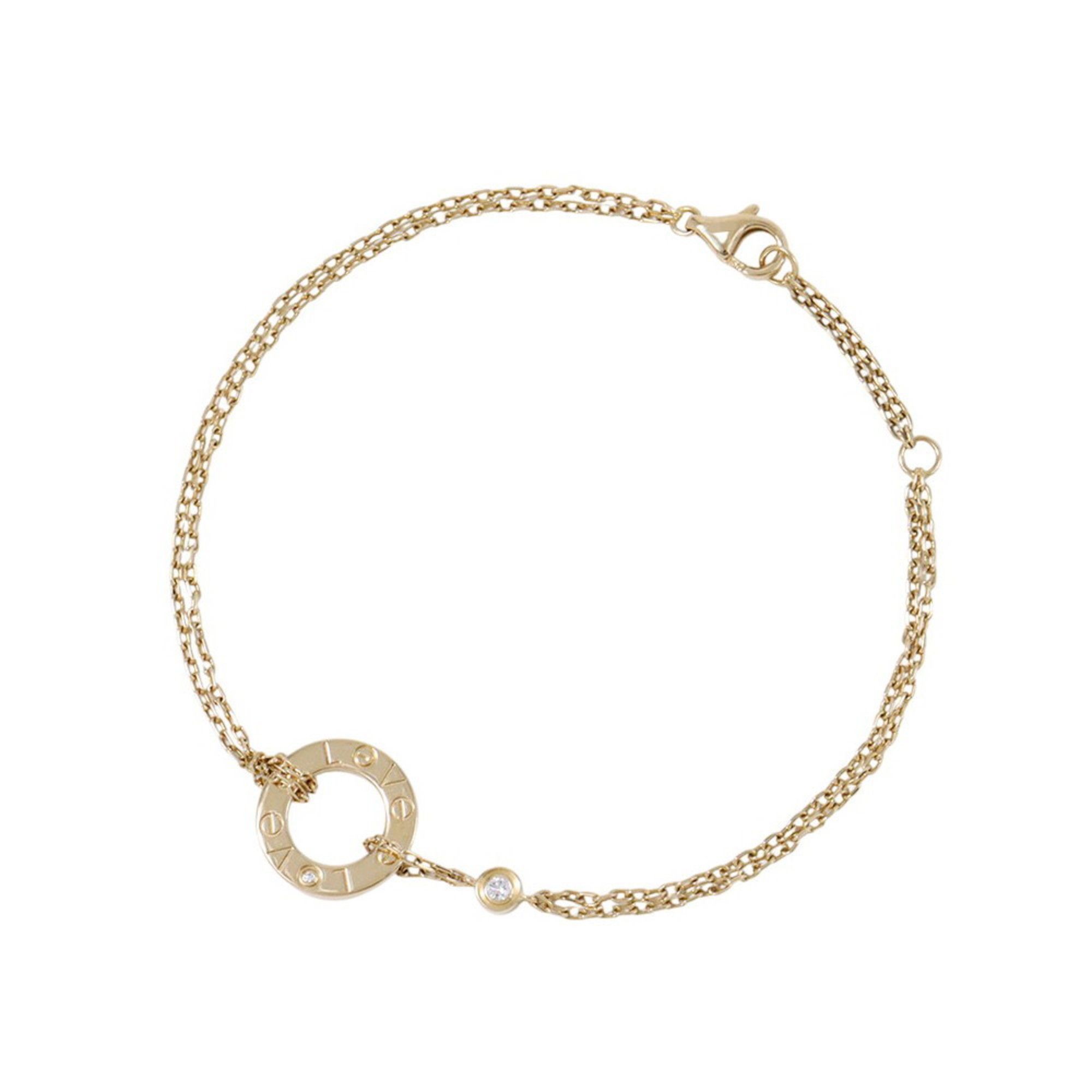 Cartier Love Circle Chain Bracelet, 2 Diamonds, 0.03ct Total, 18KYG Yellow Gold, B6038300