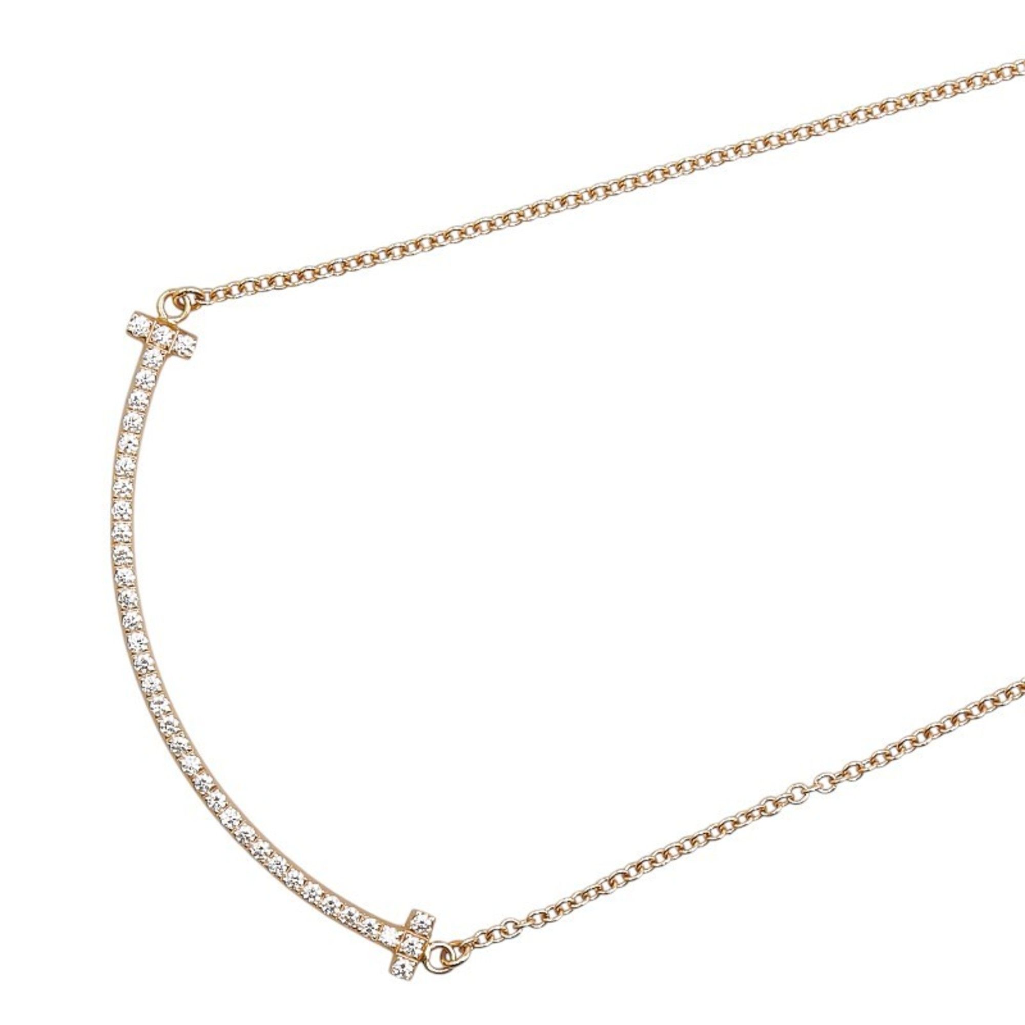 Tiffany T Smile Necklace K18PG Pink Gold Women's TIFFANY&Co.