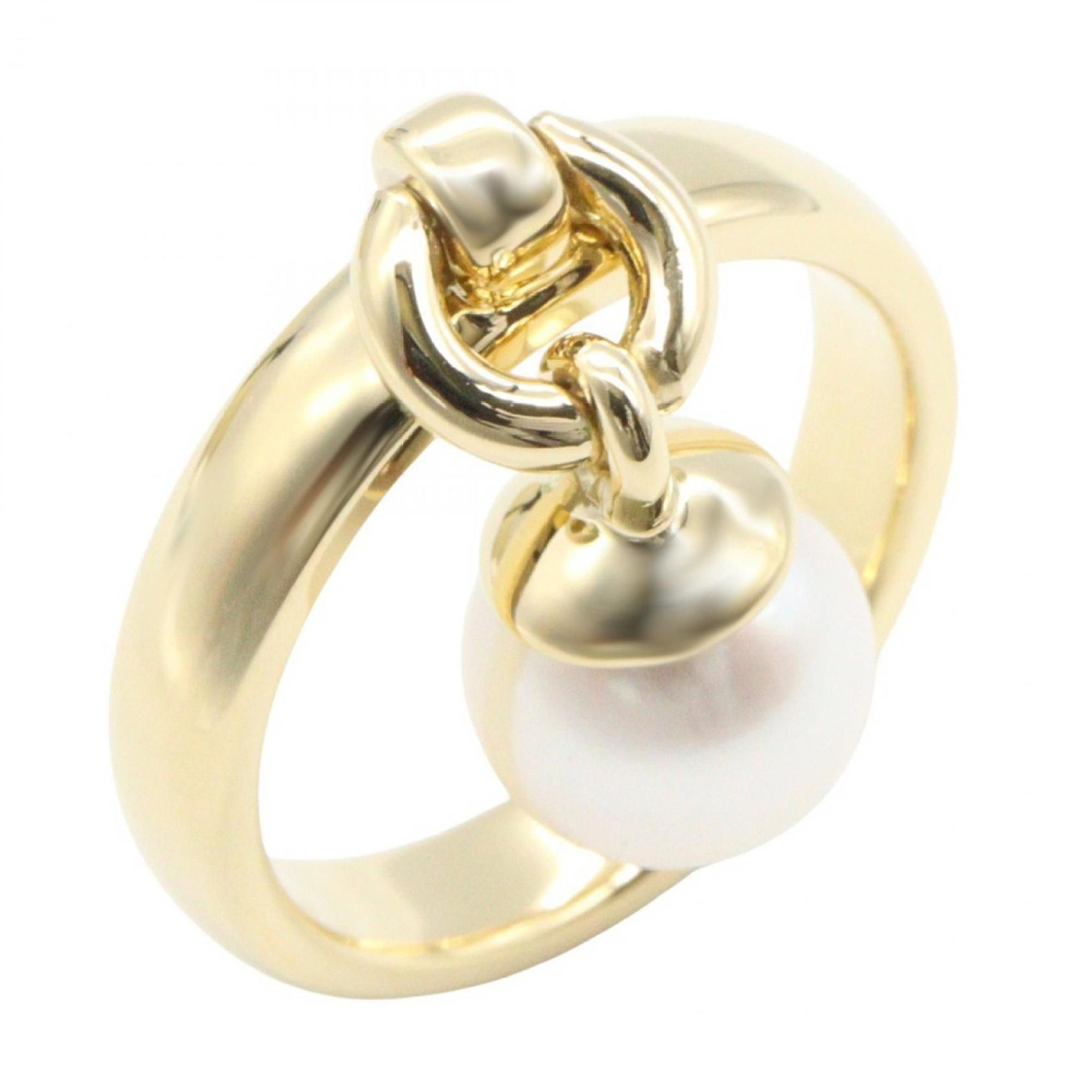 Tiffany & Co. Door Knocker Pearl Ring, 18K Yellow Gold with Pearl, Women's, Gold/White