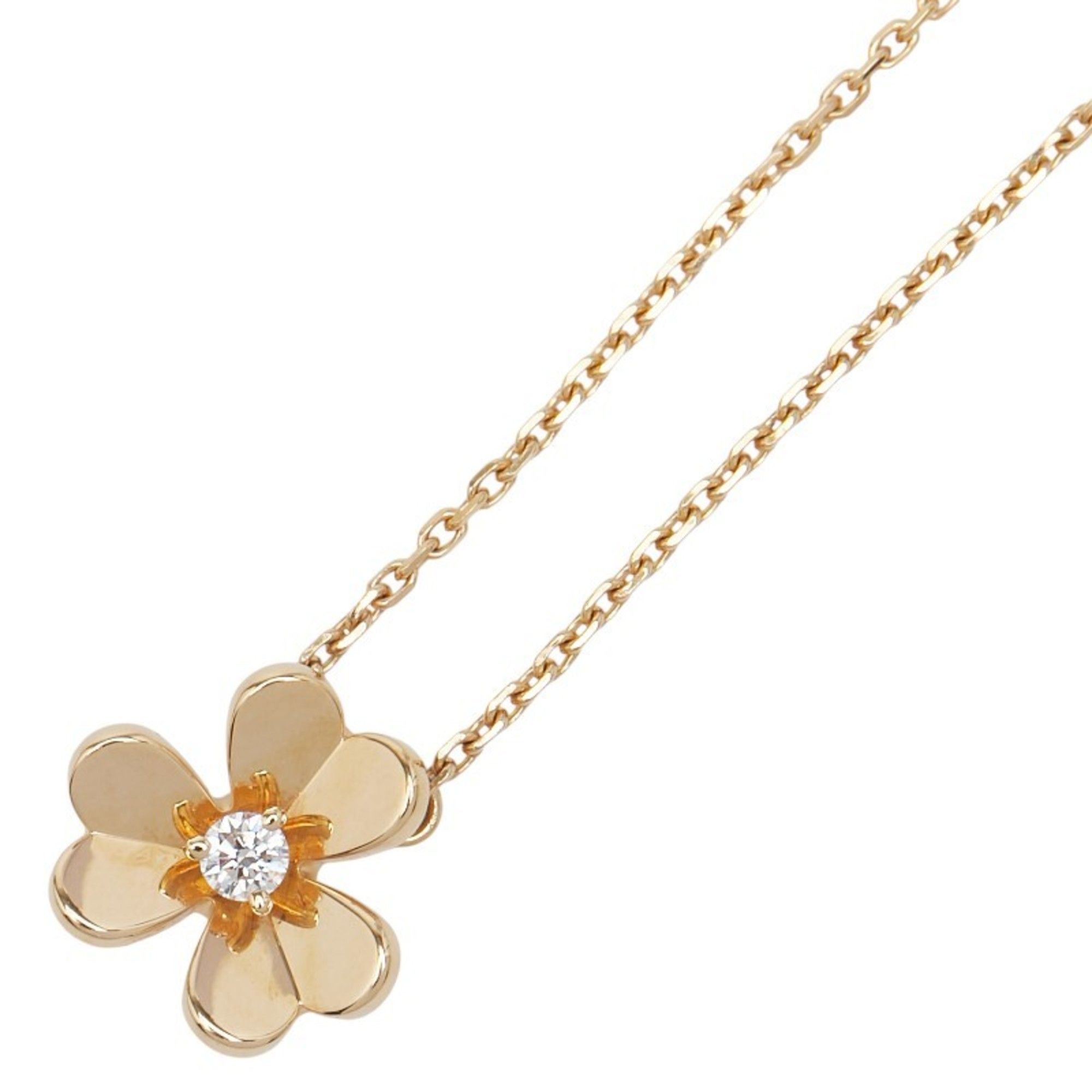 Van Cleef & Arpels Frivole Mini 1P Diamond Necklace ARP0J100 18KYG Yellow Gold Women's