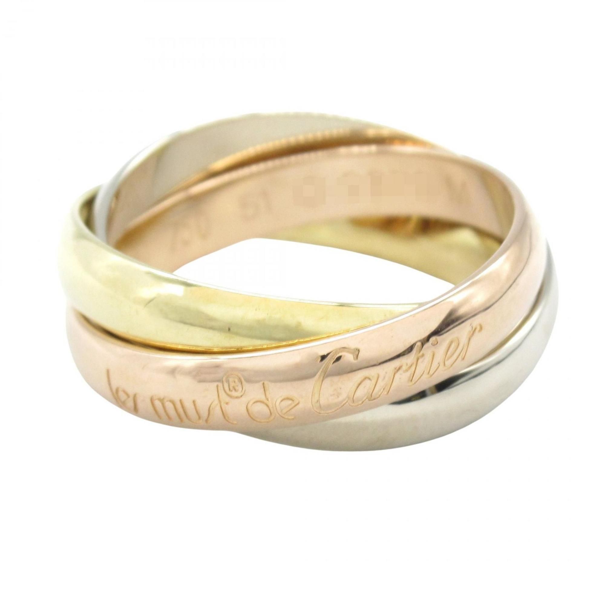 Cartier Trinity Ring, Women's Jewelry, 18K Yellow Gold, White Pink Silver