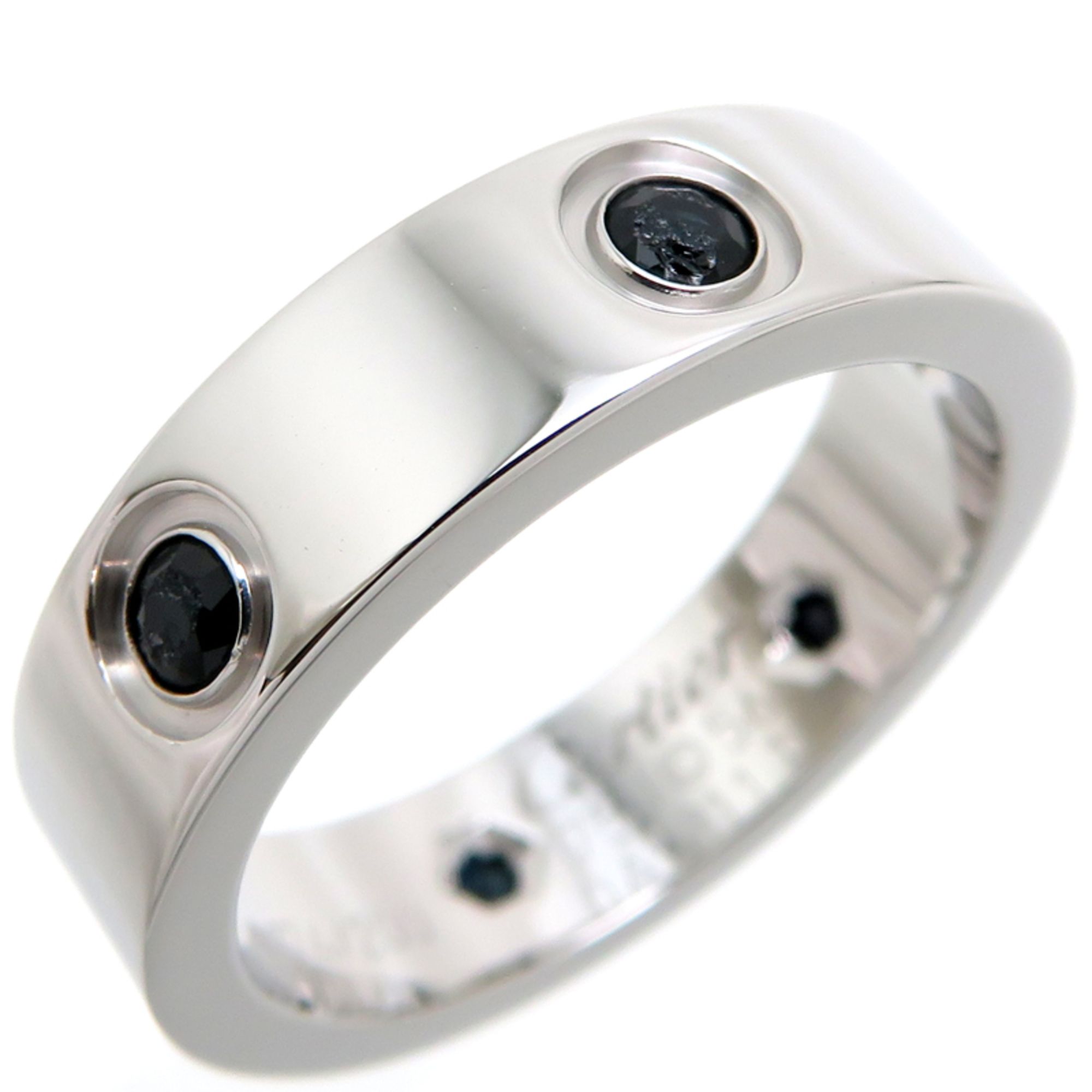 Cartier #56 Black Sapphire Love Women's Ring B4072400 750 White Gold Size 16