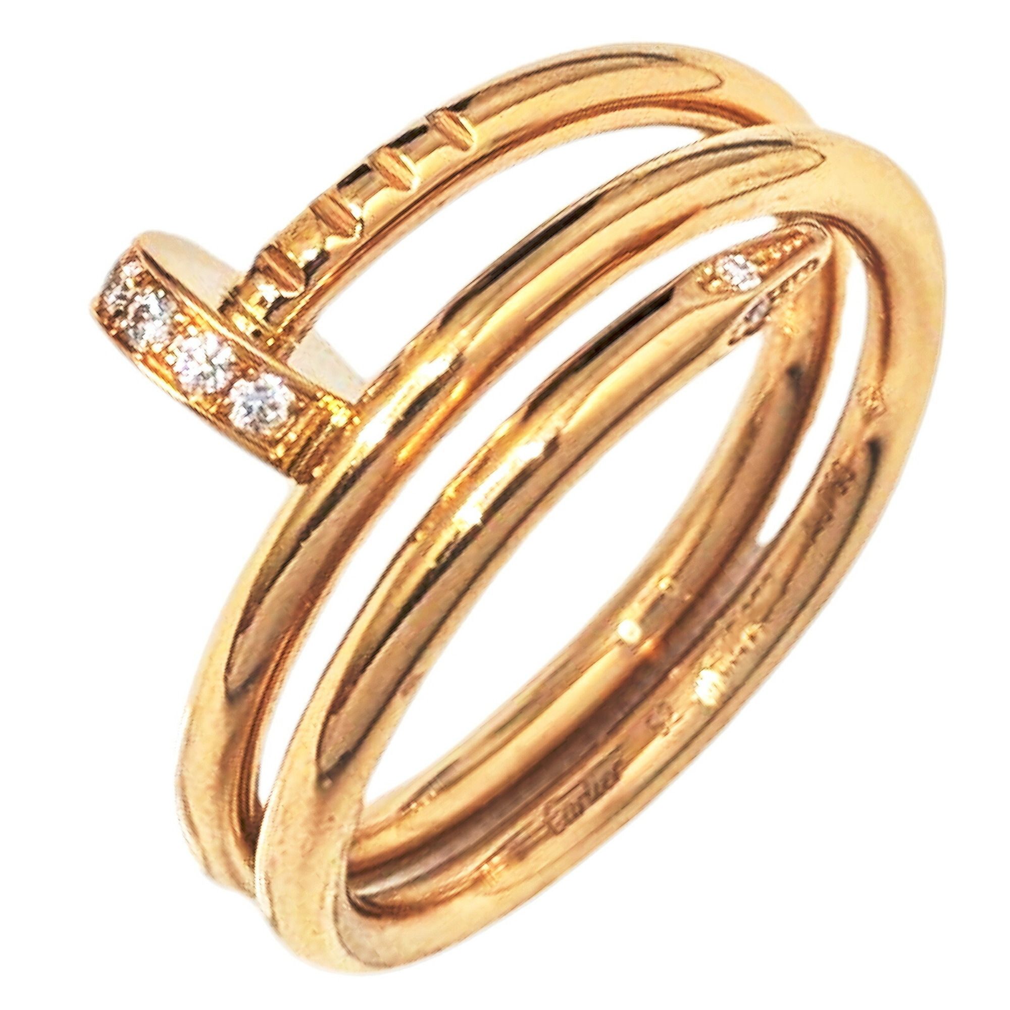 Cartier Juste Uncre Ring with Diamonds, 18K Gold, 750mm, #52, for Men and Women