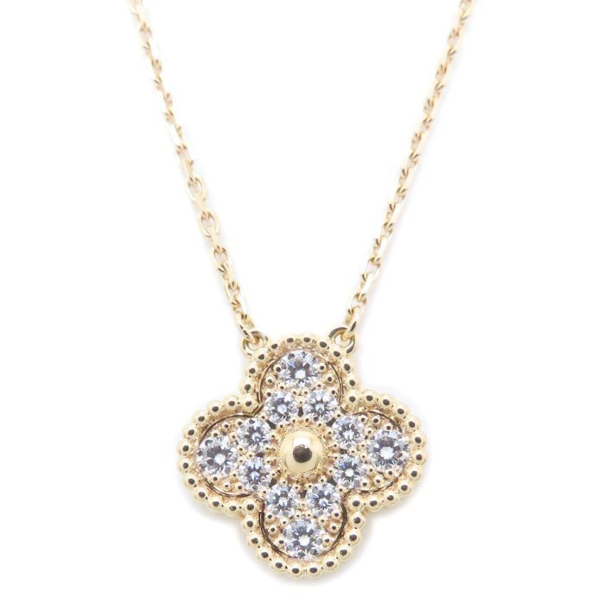 Van Cleef & Arpels Vintage Alhambra Necklace with Diamonds in 18K Gold for Women (VCARP2R300 294831)