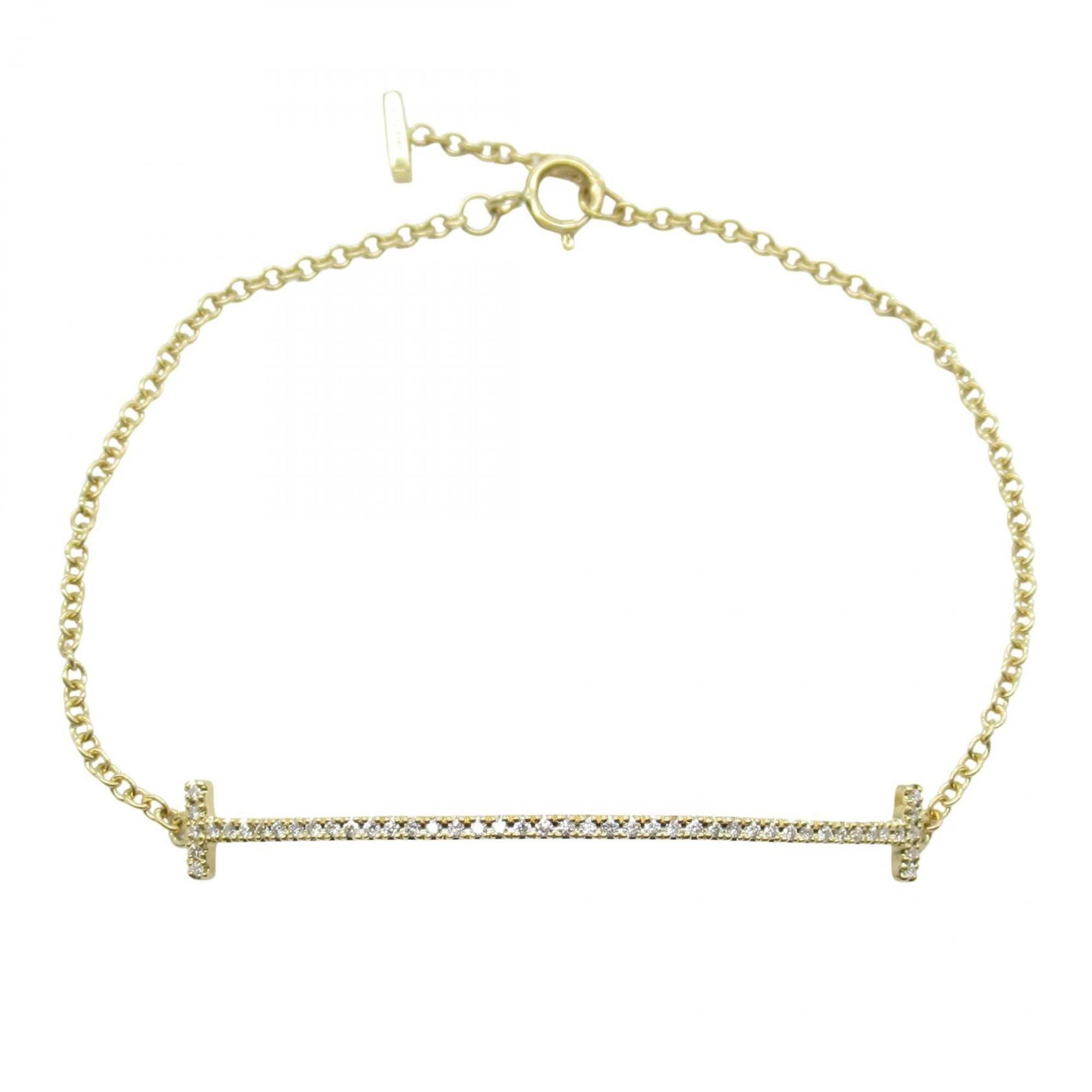 Tiffany & Co. T Smile Bracelet, Diamond, 18K Yellow Gold, Women's, Gold and Clear, 60150751