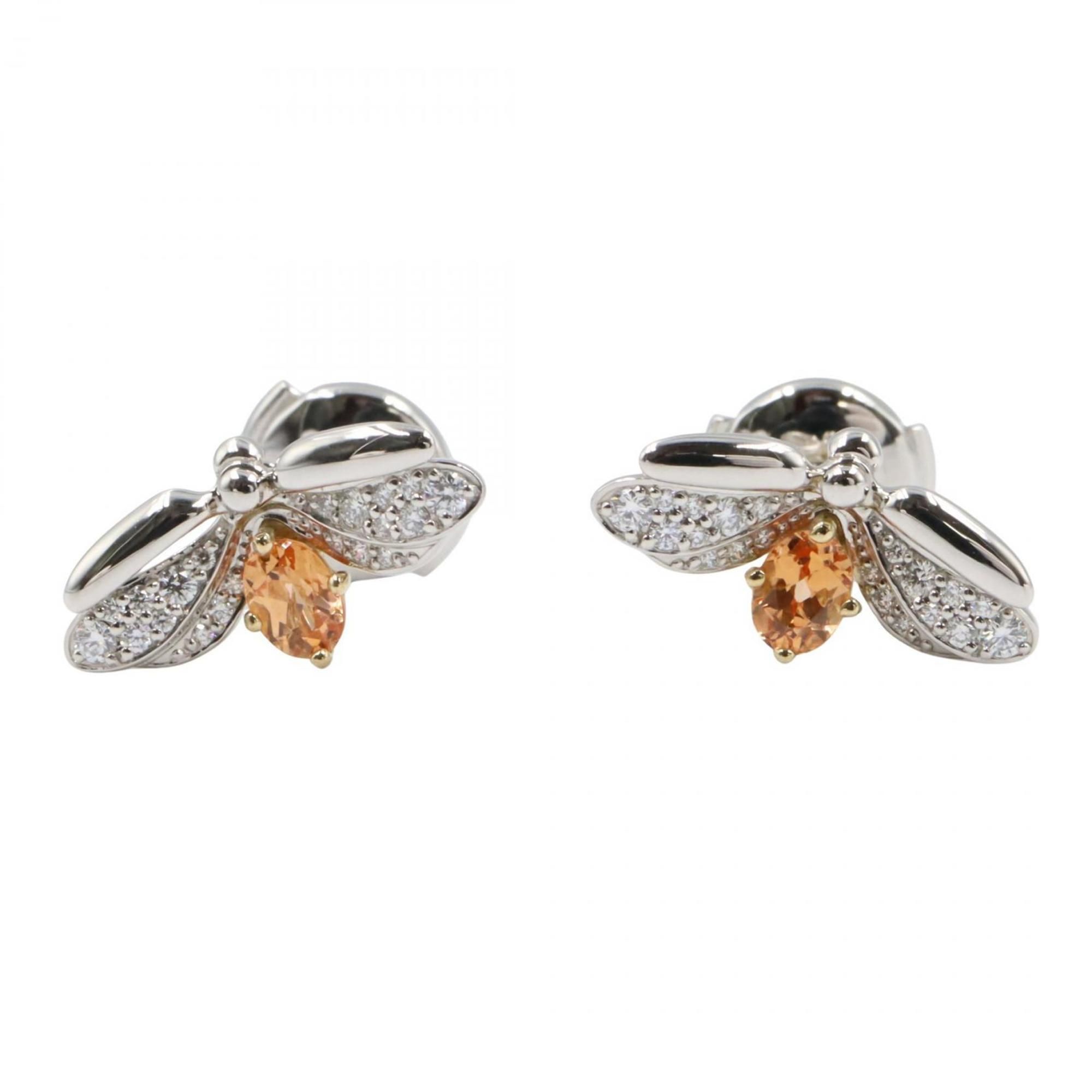 Tiffany & Co. Firefly Earrings, Garnet and Diamond, 18K Yellow Gold, Pt950 Platinum, Garnet, Women's