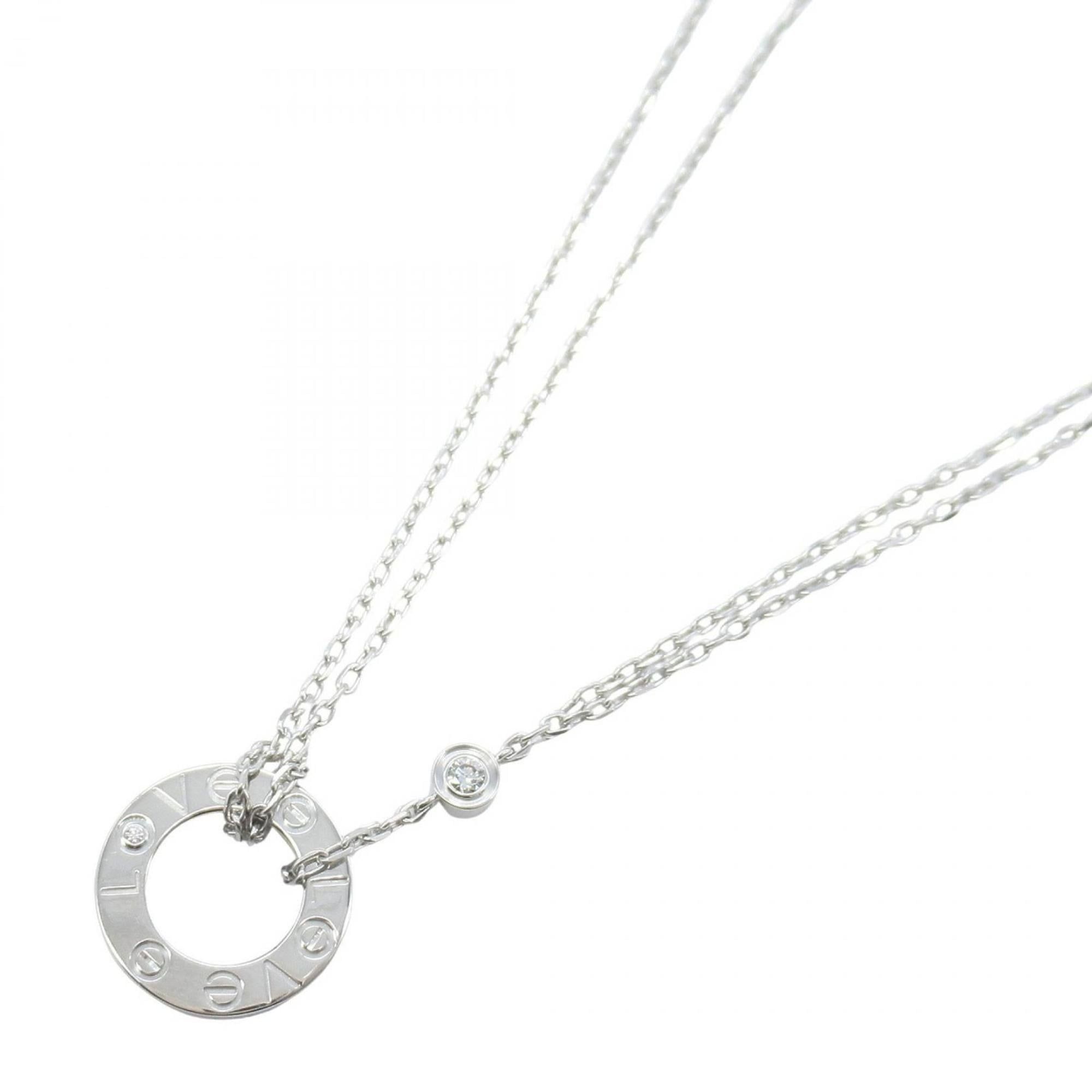 Cartier Love Circle 2PD Necklace in 18K White Gold with Diamonds, Silver and Clear, B7219400